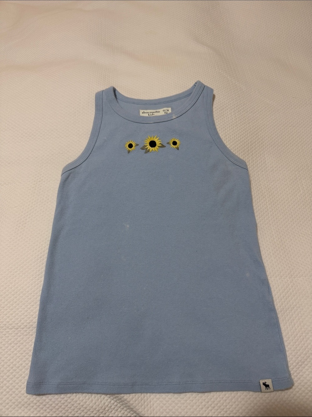 abercrombie kids Sky Blue Sunflower Embroidered Tank Size 13/14